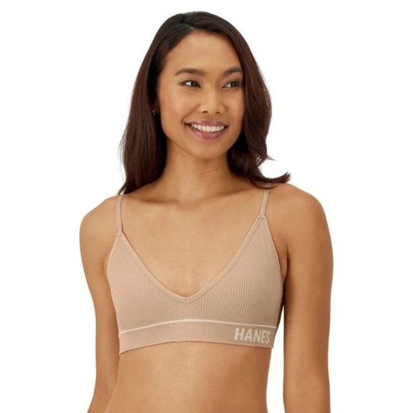 Hanes Originals ~ Women’s  Tan Seamless Rib Contour Bralette ~ Size Small - Picture 1 of 11